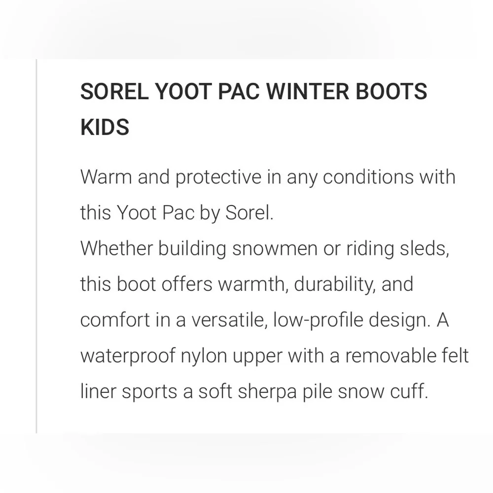 SOREL YOOT PAC WINTER BOOTS NAVY COLLEGIATE SUPER BLUE KIDS SIZE 1 STYLE 40027